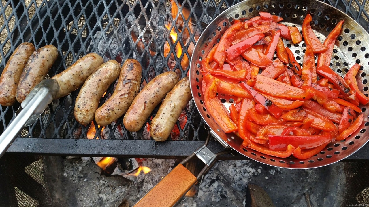 Wood Fired Sausage Peppers Mushrooms And Potatoes 3 Italian Sisters